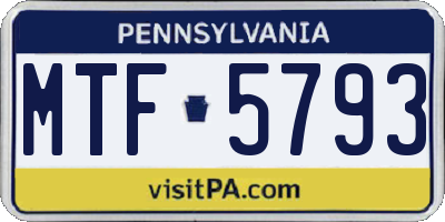 PA license plate MTF5793