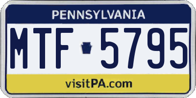 PA license plate MTF5795