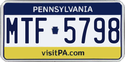 PA license plate MTF5798