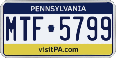 PA license plate MTF5799