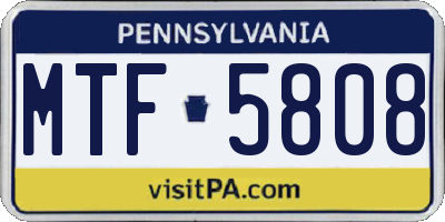 PA license plate MTF5808