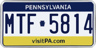 PA license plate MTF5814