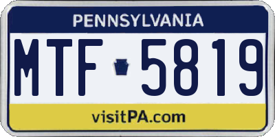 PA license plate MTF5819