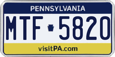 PA license plate MTF5820