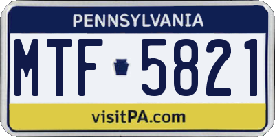 PA license plate MTF5821