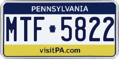 PA license plate MTF5822