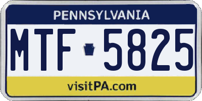 PA license plate MTF5825