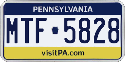PA license plate MTF5828