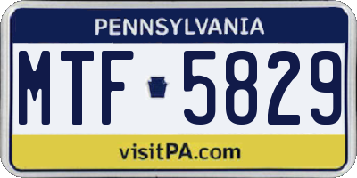 PA license plate MTF5829