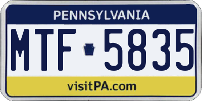 PA license plate MTF5835