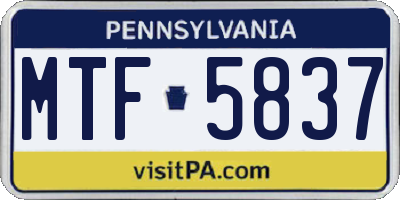 PA license plate MTF5837