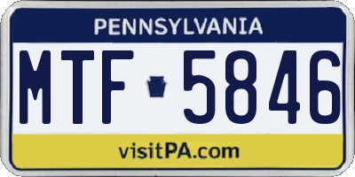 PA license plate MTF5846