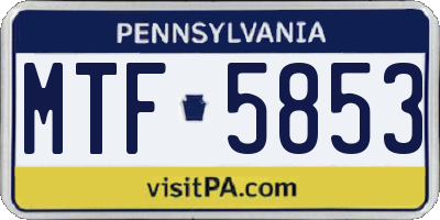 PA license plate MTF5853