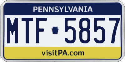 PA license plate MTF5857