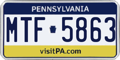 PA license plate MTF5863