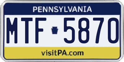 PA license plate MTF5870