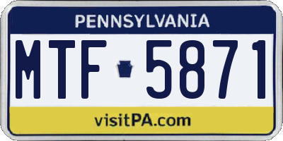 PA license plate MTF5871