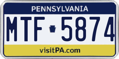PA license plate MTF5874