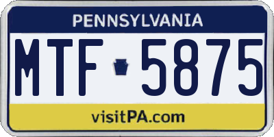 PA license plate MTF5875