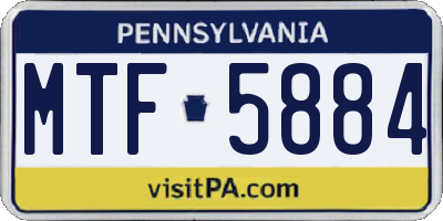 PA license plate MTF5884