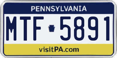 PA license plate MTF5891