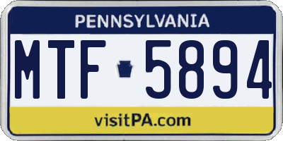 PA license plate MTF5894