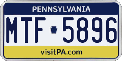 PA license plate MTF5896