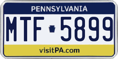 PA license plate MTF5899