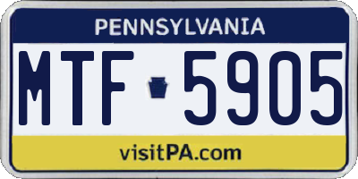 PA license plate MTF5905