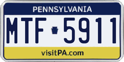 PA license plate MTF5911