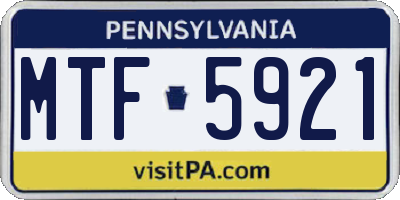 PA license plate MTF5921