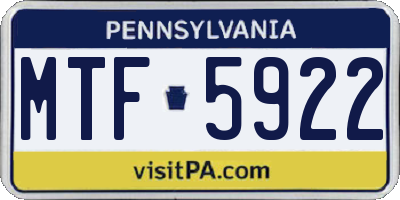 PA license plate MTF5922