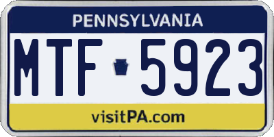 PA license plate MTF5923