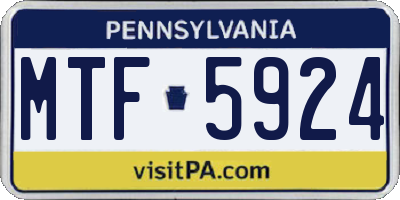PA license plate MTF5924