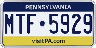 PA license plate MTF5929