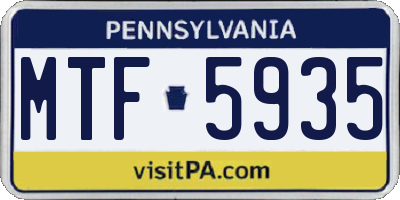PA license plate MTF5935