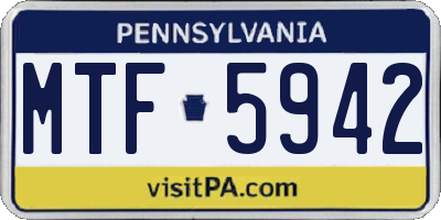 PA license plate MTF5942