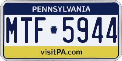 PA license plate MTF5944