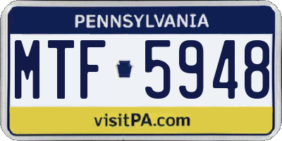PA license plate MTF5948
