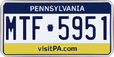 PA license plate MTF5951
