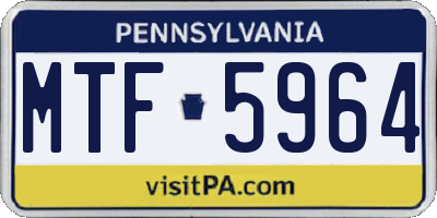 PA license plate MTF5964