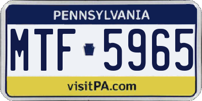 PA license plate MTF5965