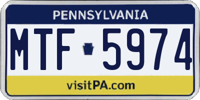 PA license plate MTF5974