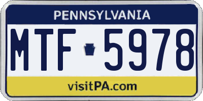 PA license plate MTF5978