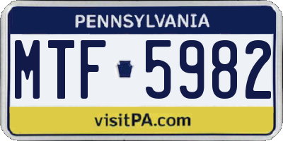 PA license plate MTF5982