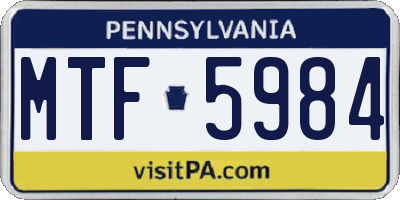 PA license plate MTF5984
