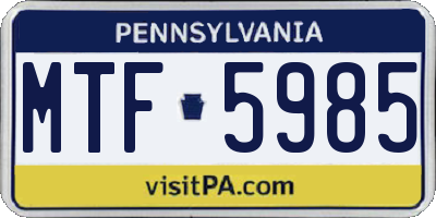PA license plate MTF5985