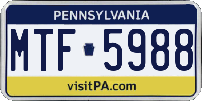 PA license plate MTF5988