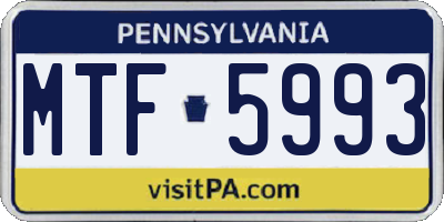 PA license plate MTF5993