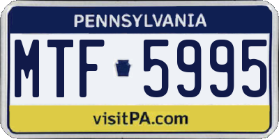 PA license plate MTF5995